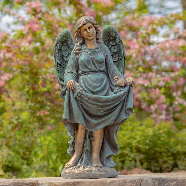 Angel Muriel Birdbath Sculpture 37" High